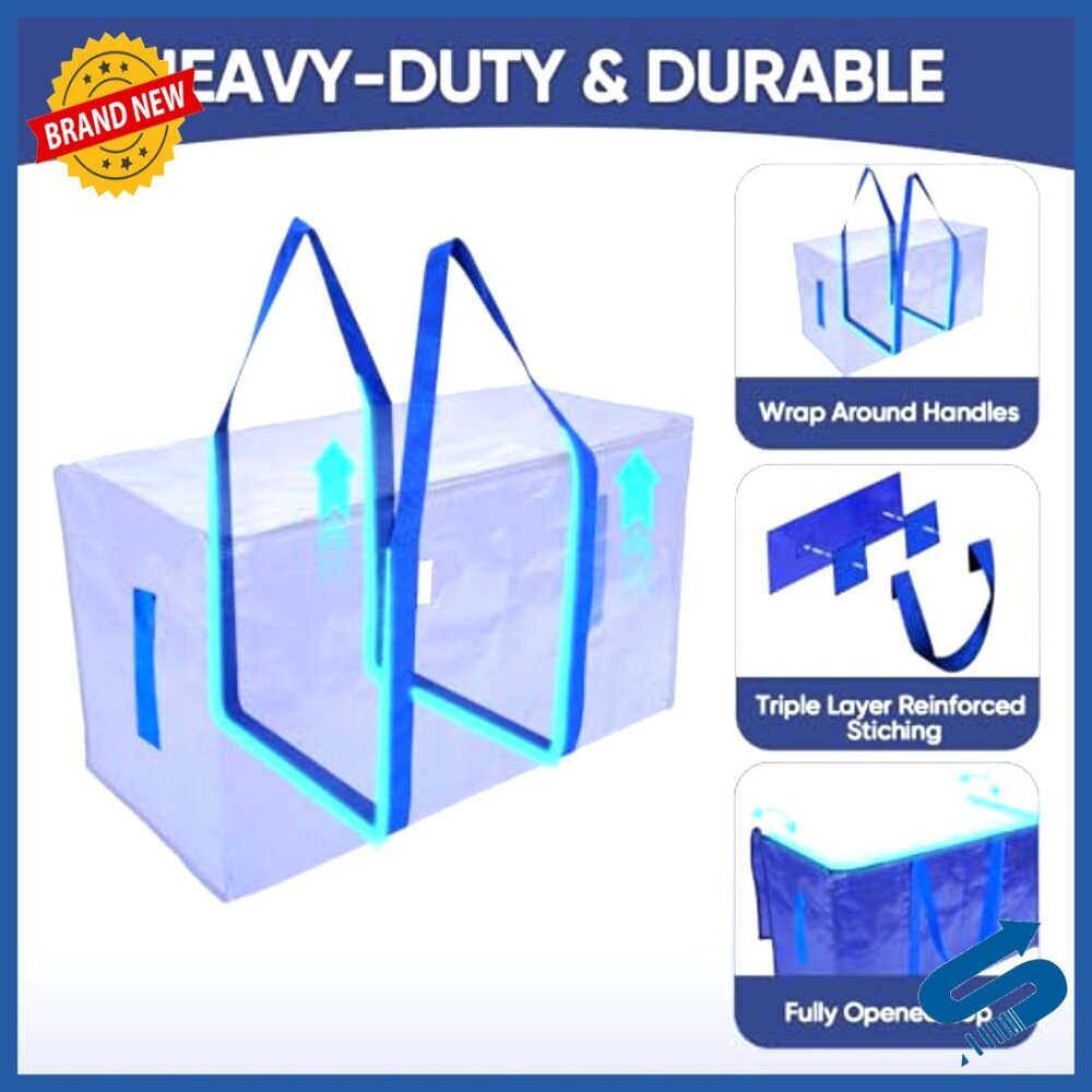 Heavy Duty Extra Large Moving Storage Bags with Zippers Foldable Durable - Picture 3 of 7
